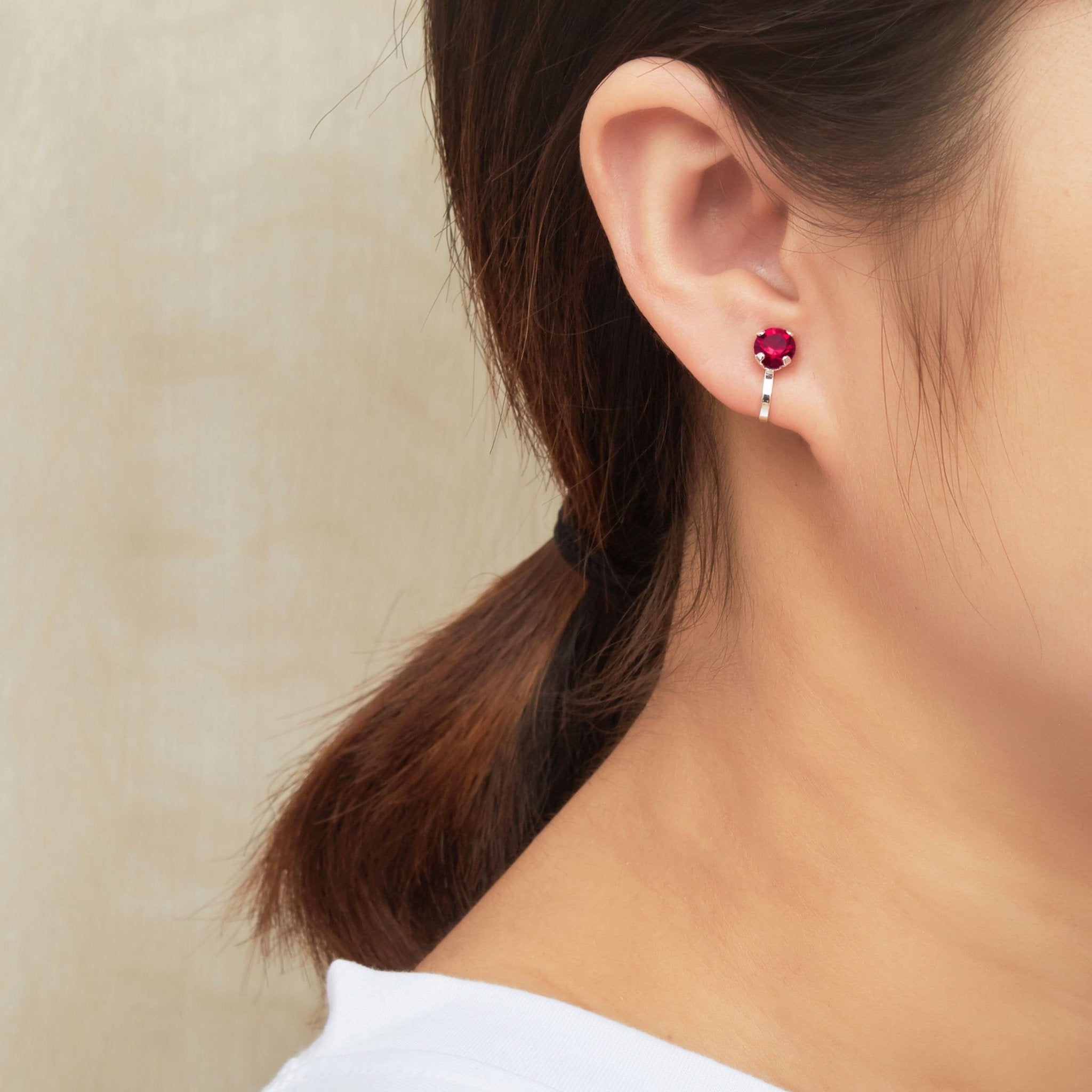 Red Crystal Clip On Earrings Created with Zircondia® Crystals