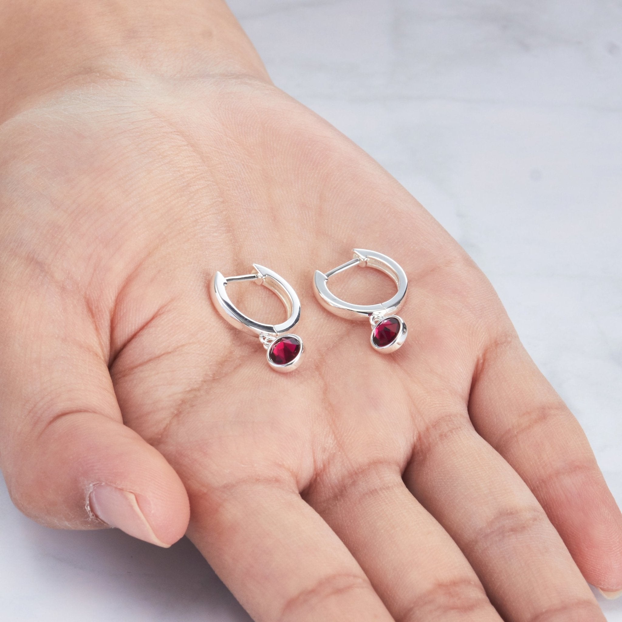 Red Crystal Hoop Earrings Created with Zircondia® Crystals