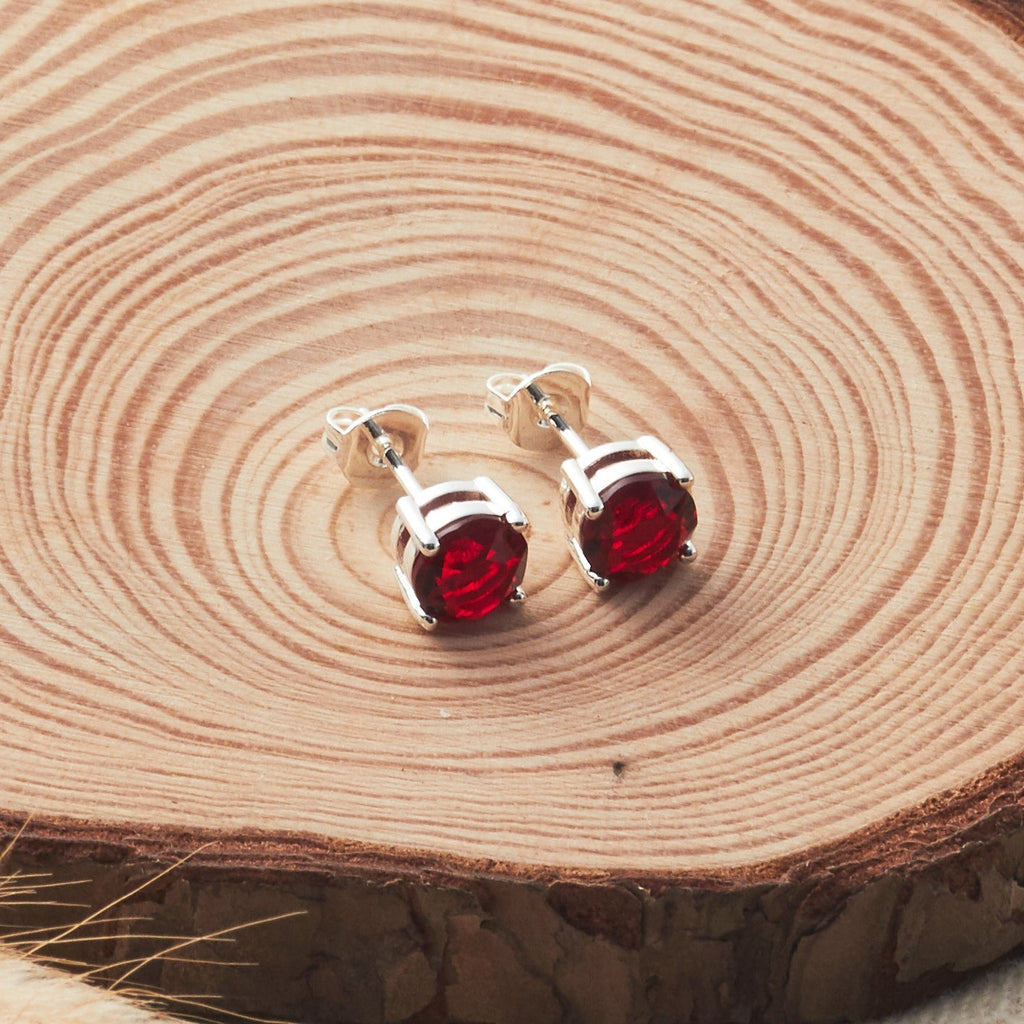 Red Stud Earrings Created with Zircondia® Crystals