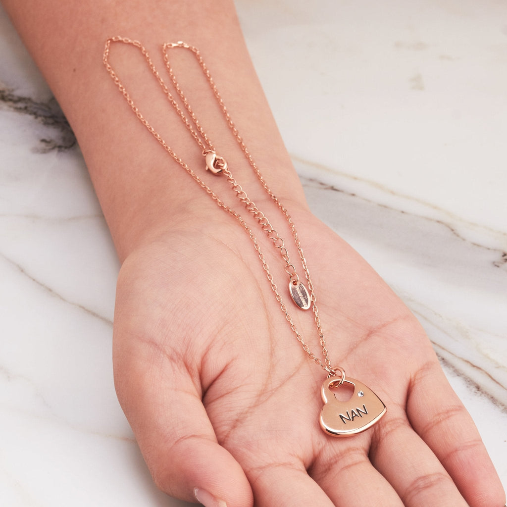 Rose Gold Nan Heart Necklace Created with Zircondia® Crystals