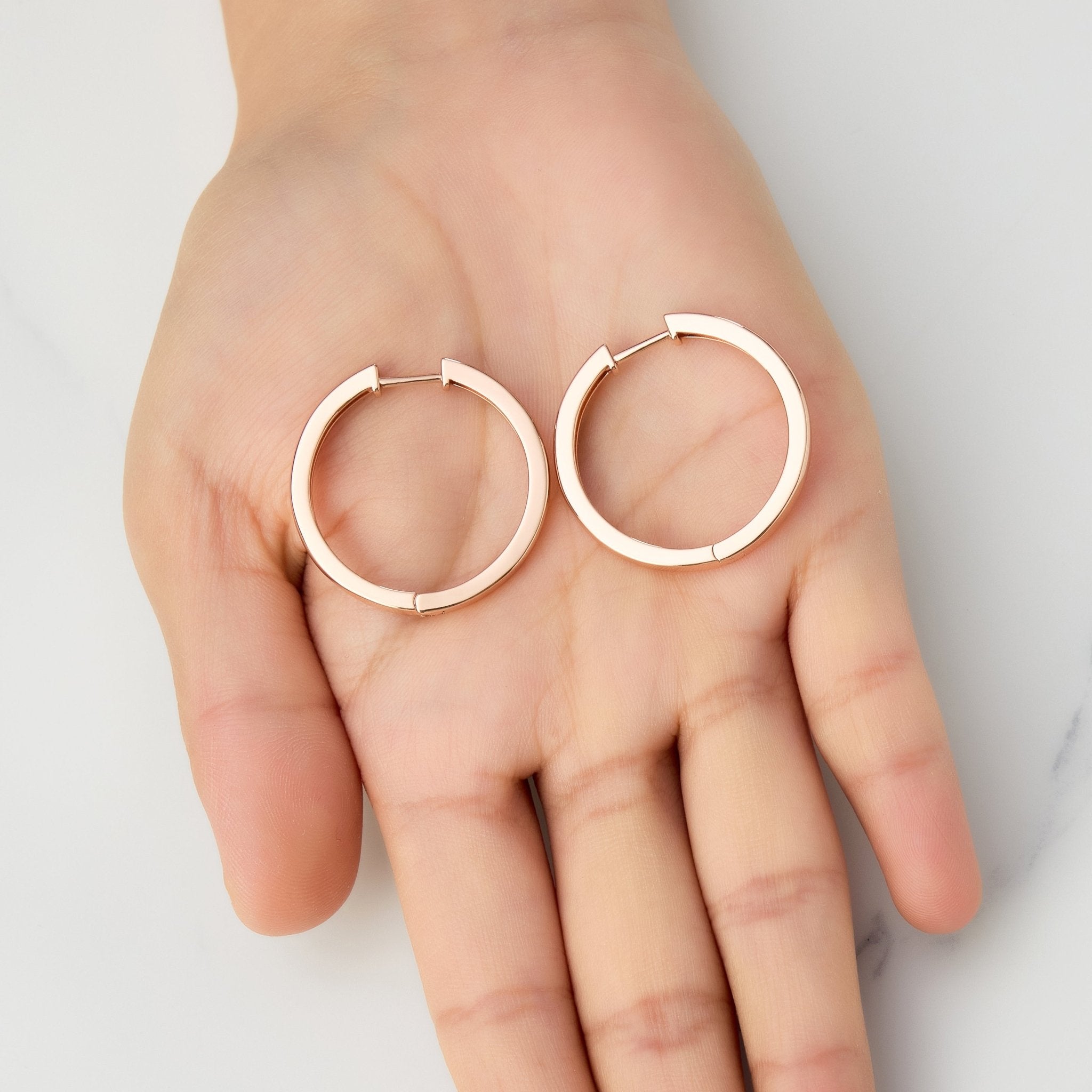 Rose Gold Plated 30mm Plain Hoop Earrings