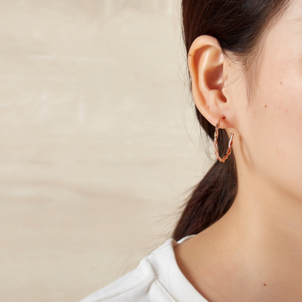 Rose Gold Plated 30mm Twisted Hoop Earrings