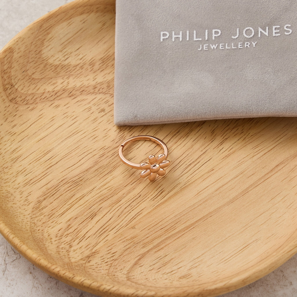 Rose Gold Plated Adjustable Daisy Ring