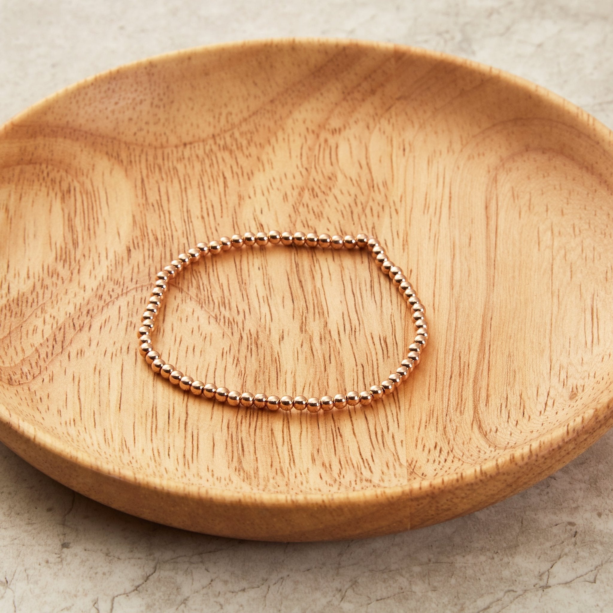Rose Gold Plated Small Beaded Stretch Bracelet