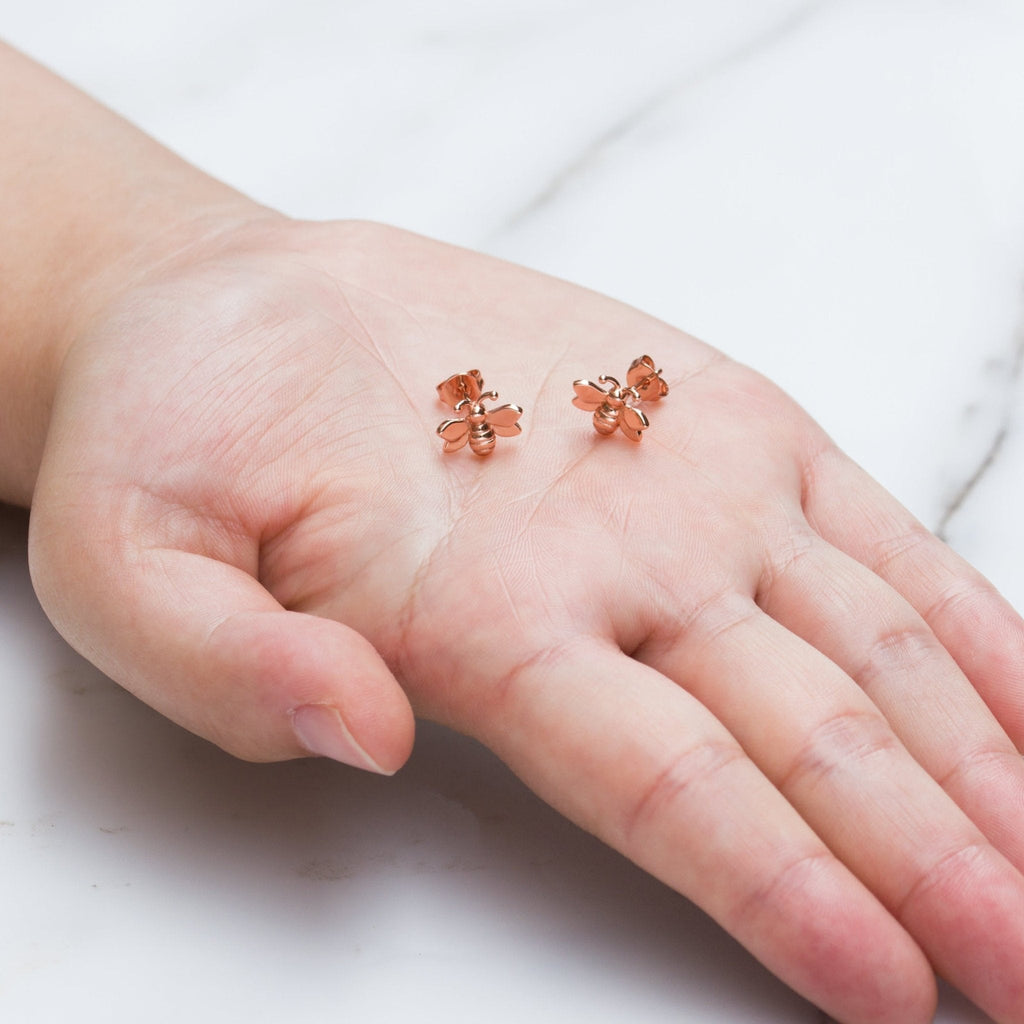 Rose Gold Plated Bumble Bee Earrings