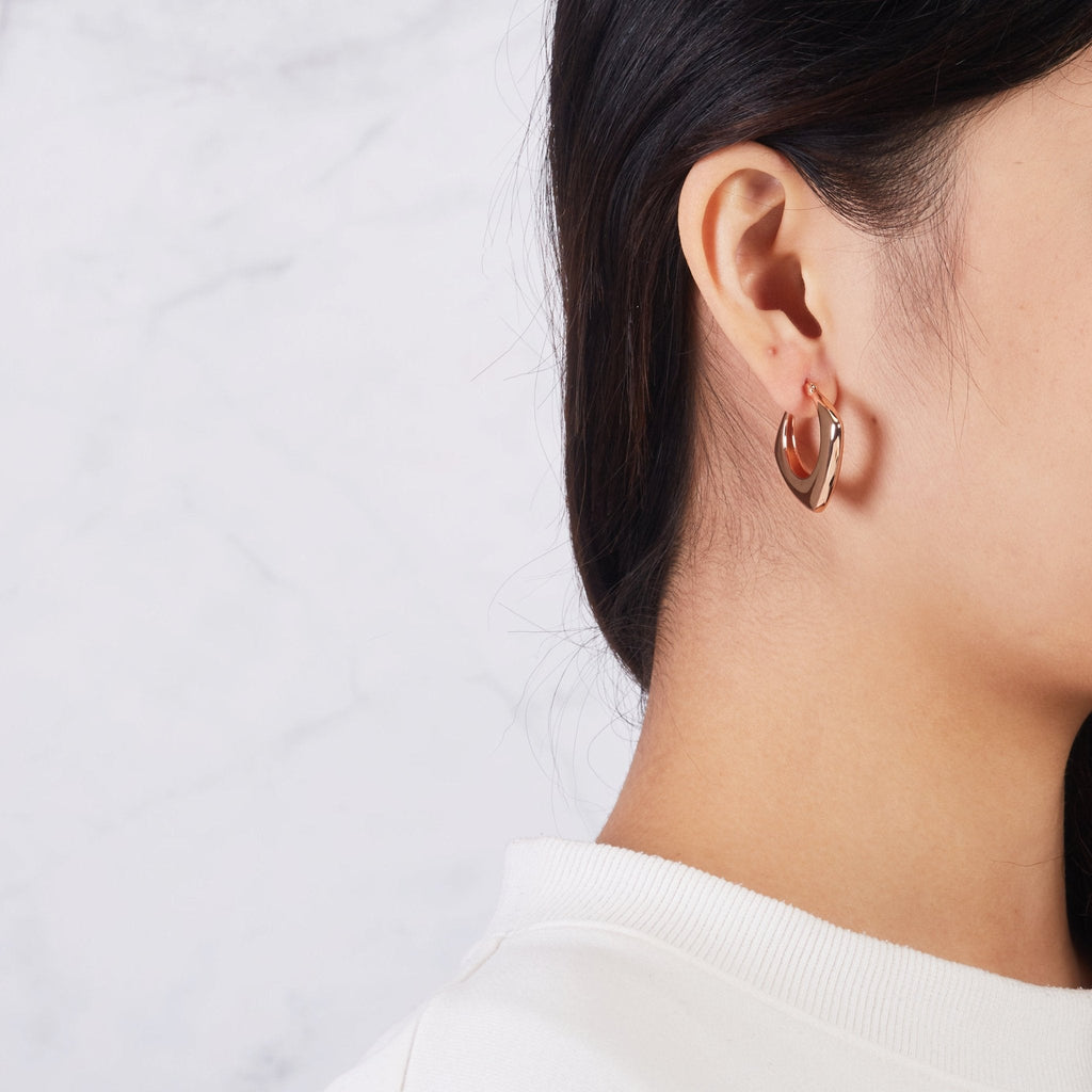 Rose Gold Plated Chunky Hoop Earrings