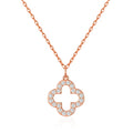 Rose Gold Plated Clover Necklace Created with Zircondia® Crystals