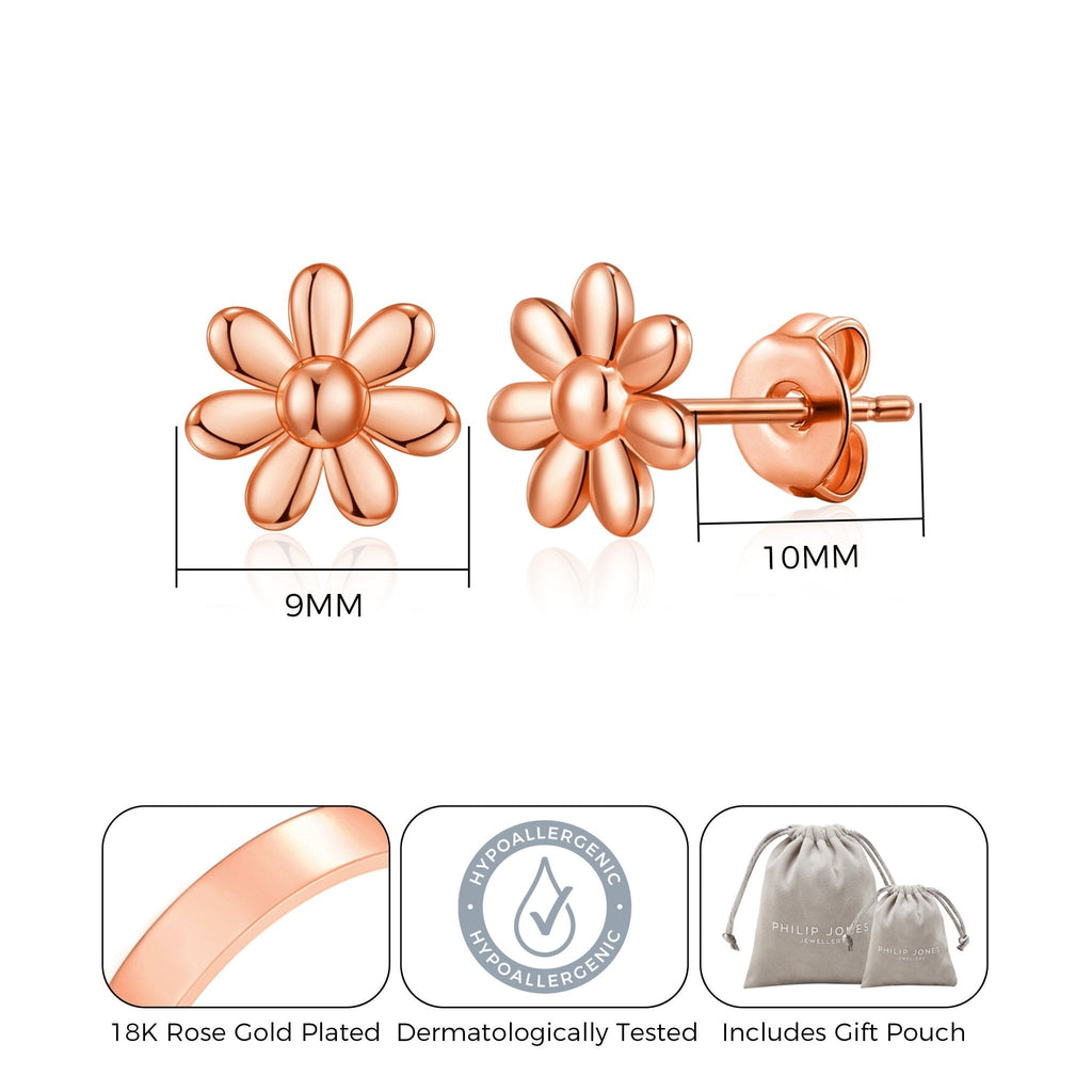 Rose Gold Plated Daisy Earrings