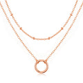 Rose Gold Plated Double Layered Circle Necklace