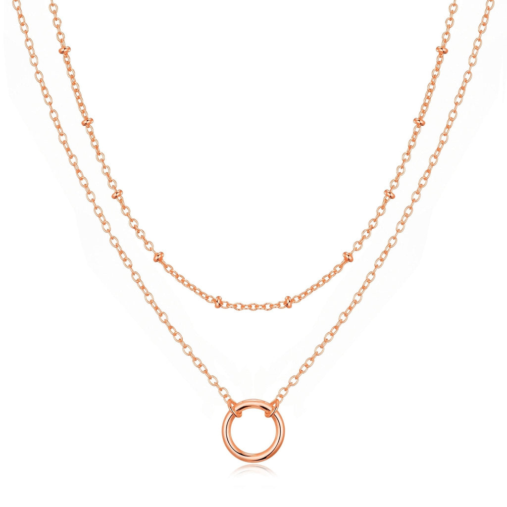 Rose Gold Plated Double Layered Circle Necklace