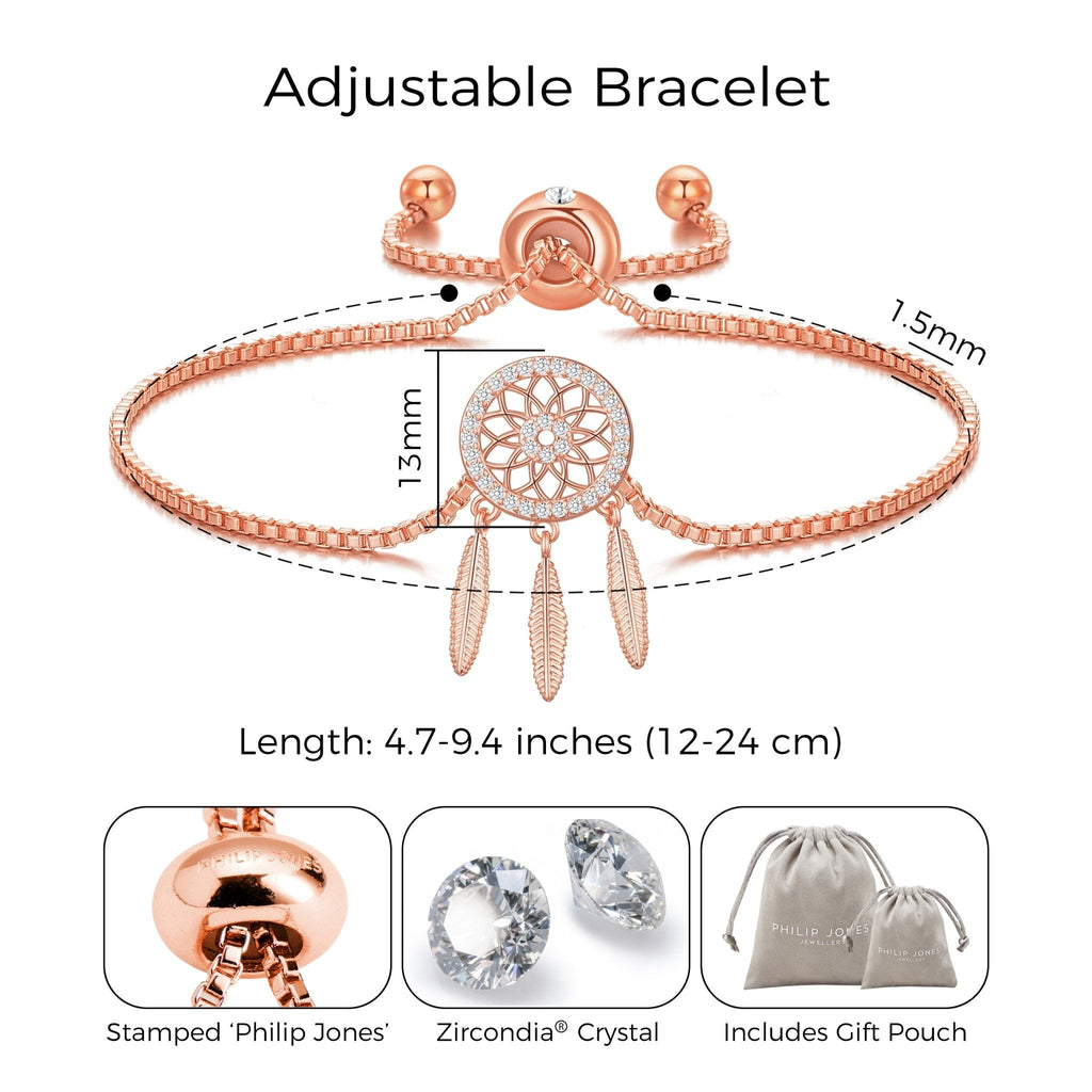 Rose Gold Plated Dream Catcher Friendship Slider Bracelet Created with Zircondia® Crystals