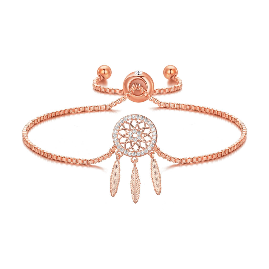 Rose Gold Plated Dream Catcher Friendship Slider Bracelet Created with Zircondia® Crystals