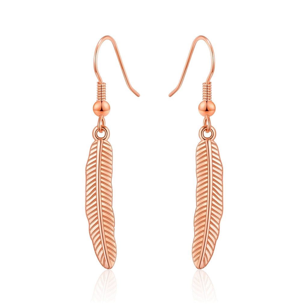 Rose Gold Plated Feather Earrings
