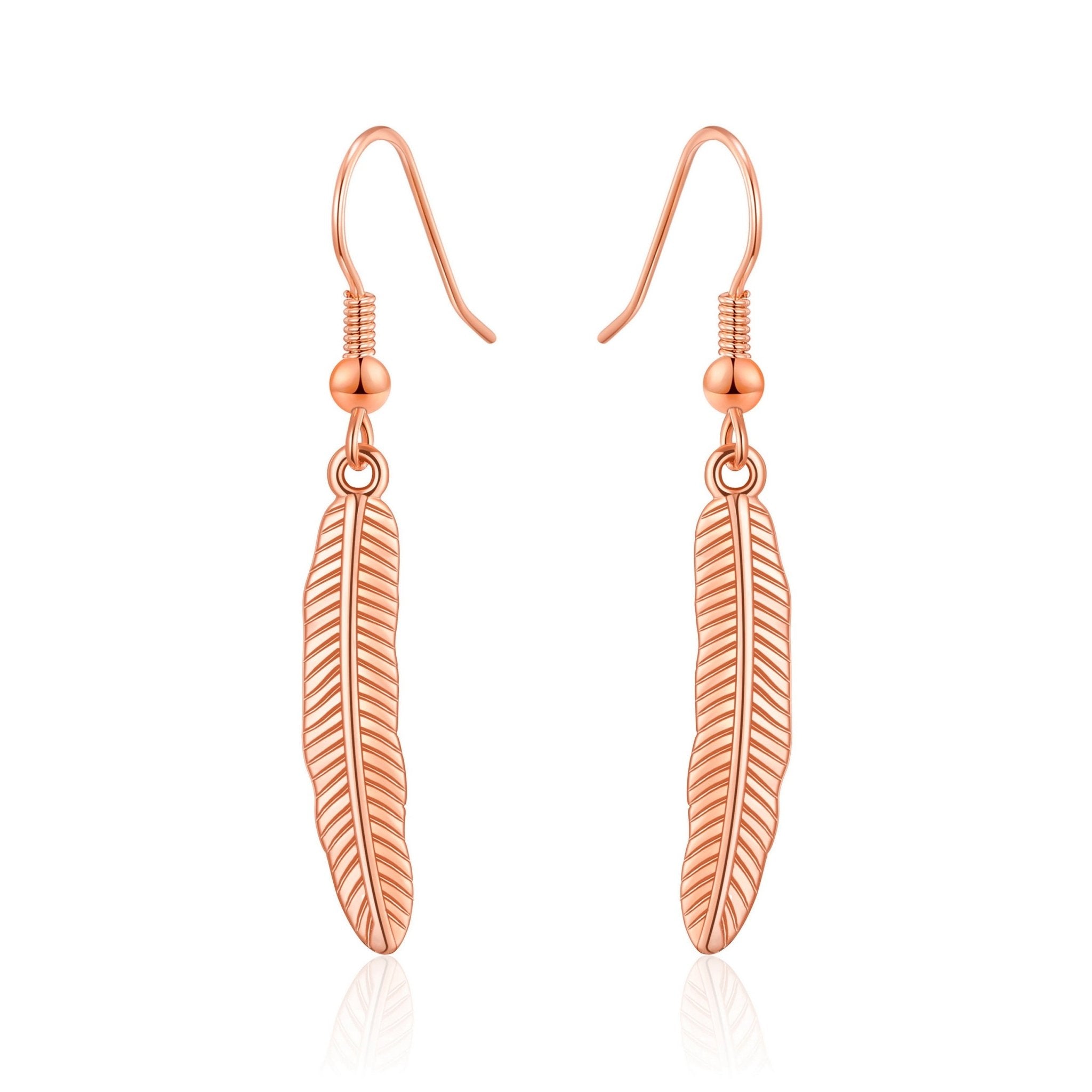 Rose Gold Plated Feather Earrings