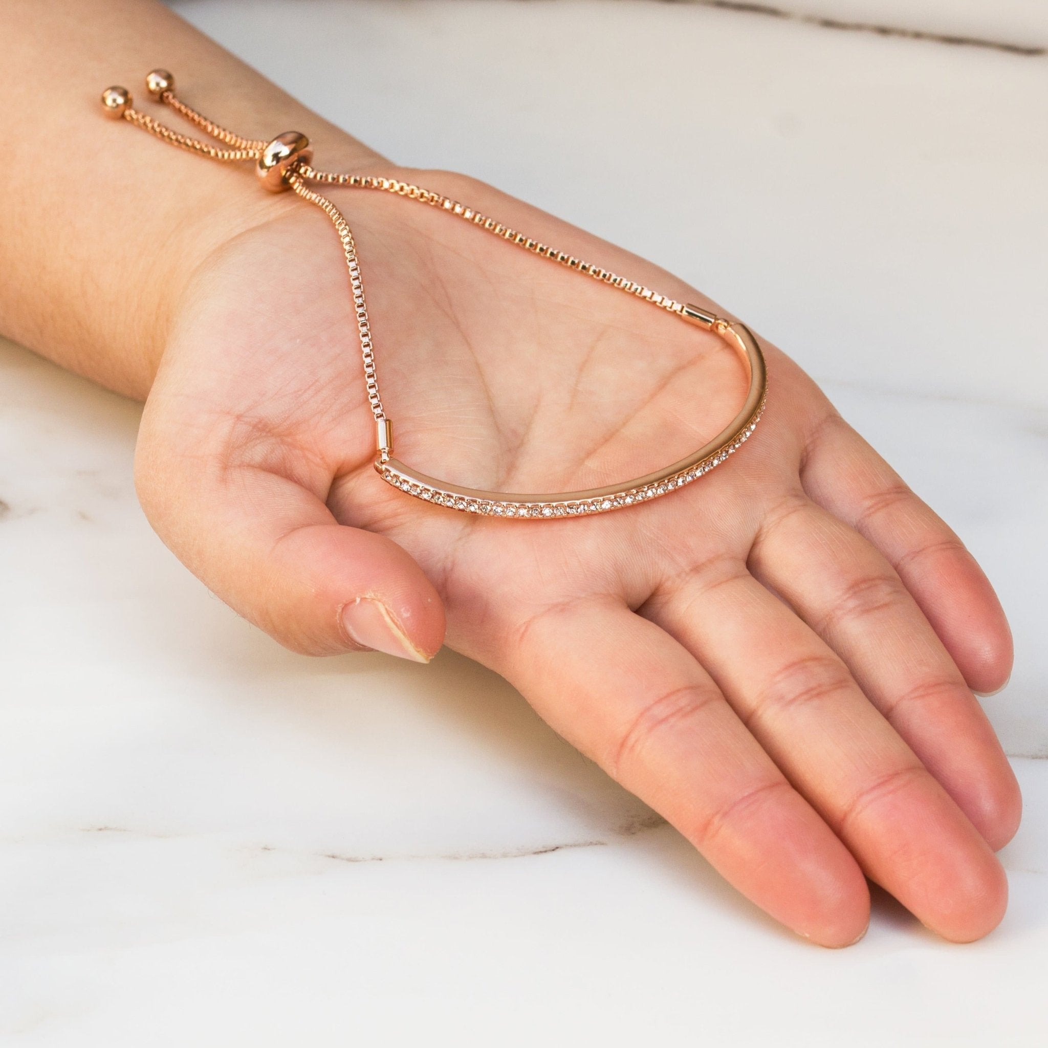Rose Gold Plated Friendship Slider Bracelet Created with Zircondia® Crystals