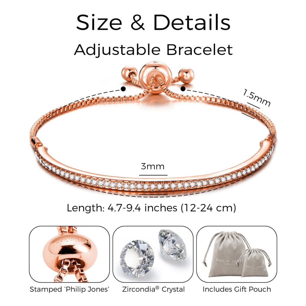 Rose Gold Plated Friendship Slider Bracelet Created with Zircondia® Crystals