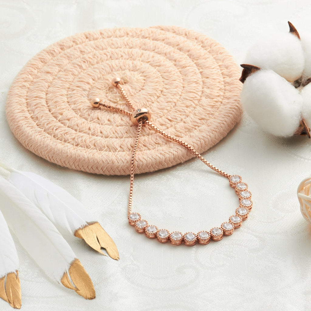 Rose Gold Plated Friendship Slider Bracelet with Zircondia® Crystals