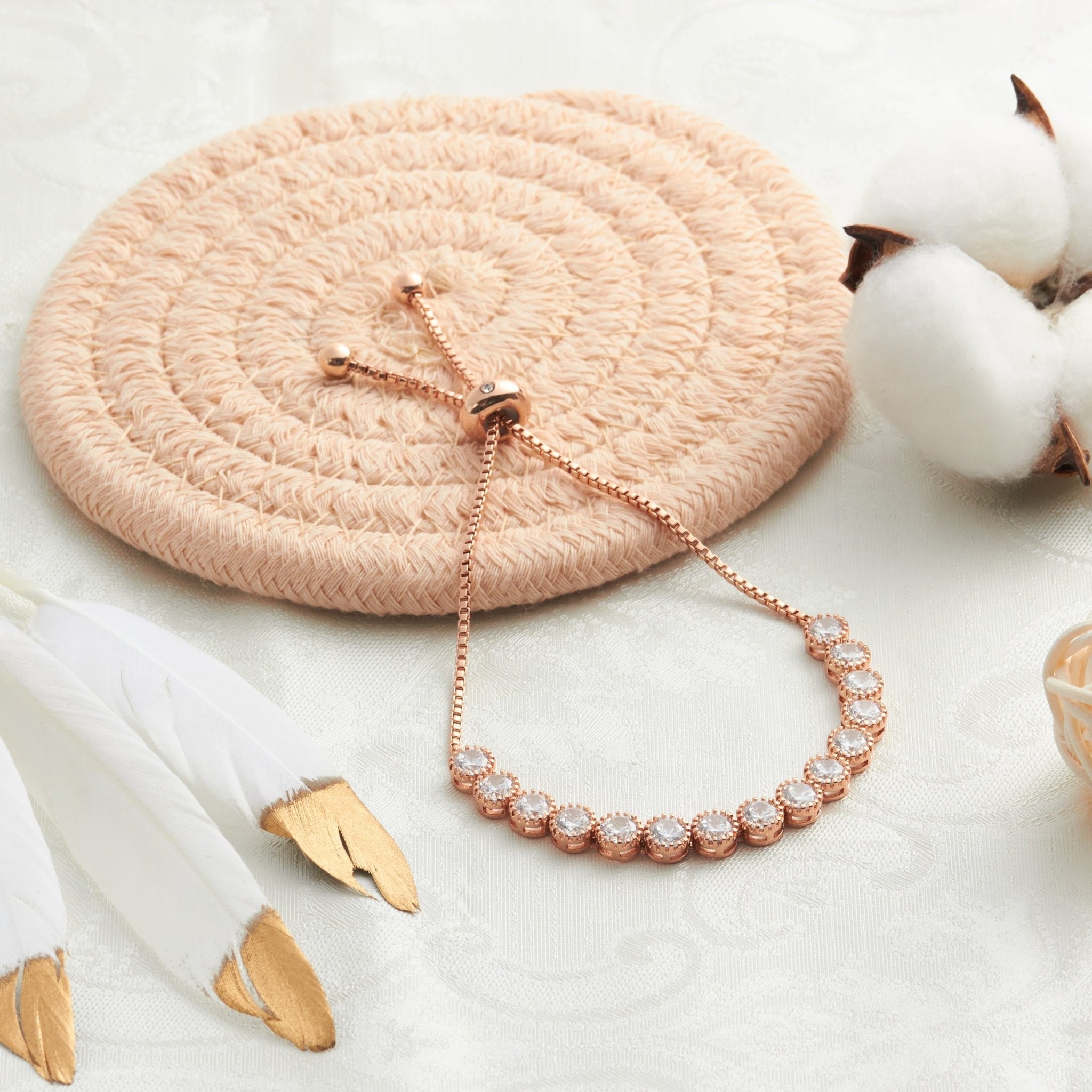 Rose Gold Plated Friendship Slider Bracelet with Zircondia® Crystals