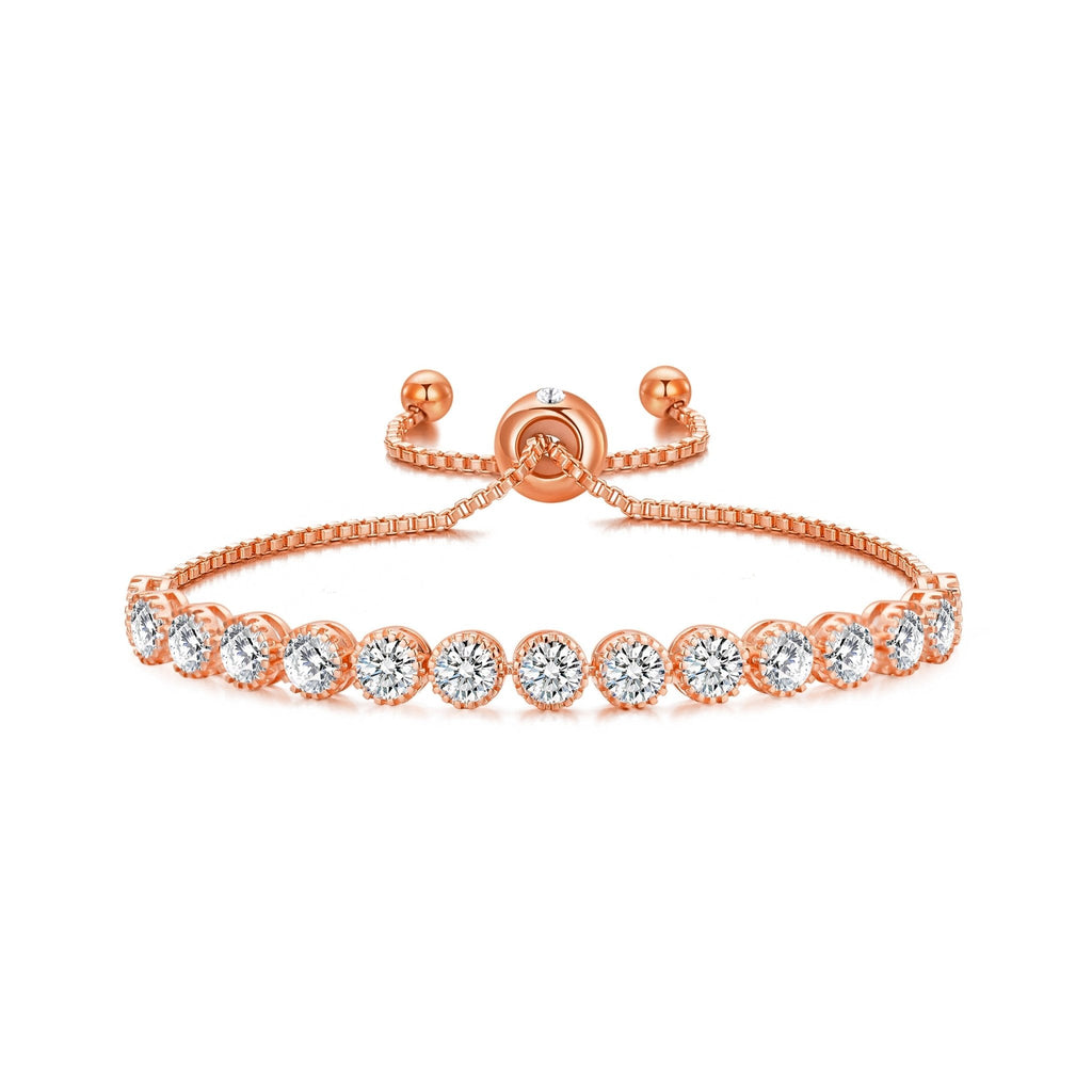 Rose Gold Plated Friendship Slider Bracelet with Zircondia® Crystals