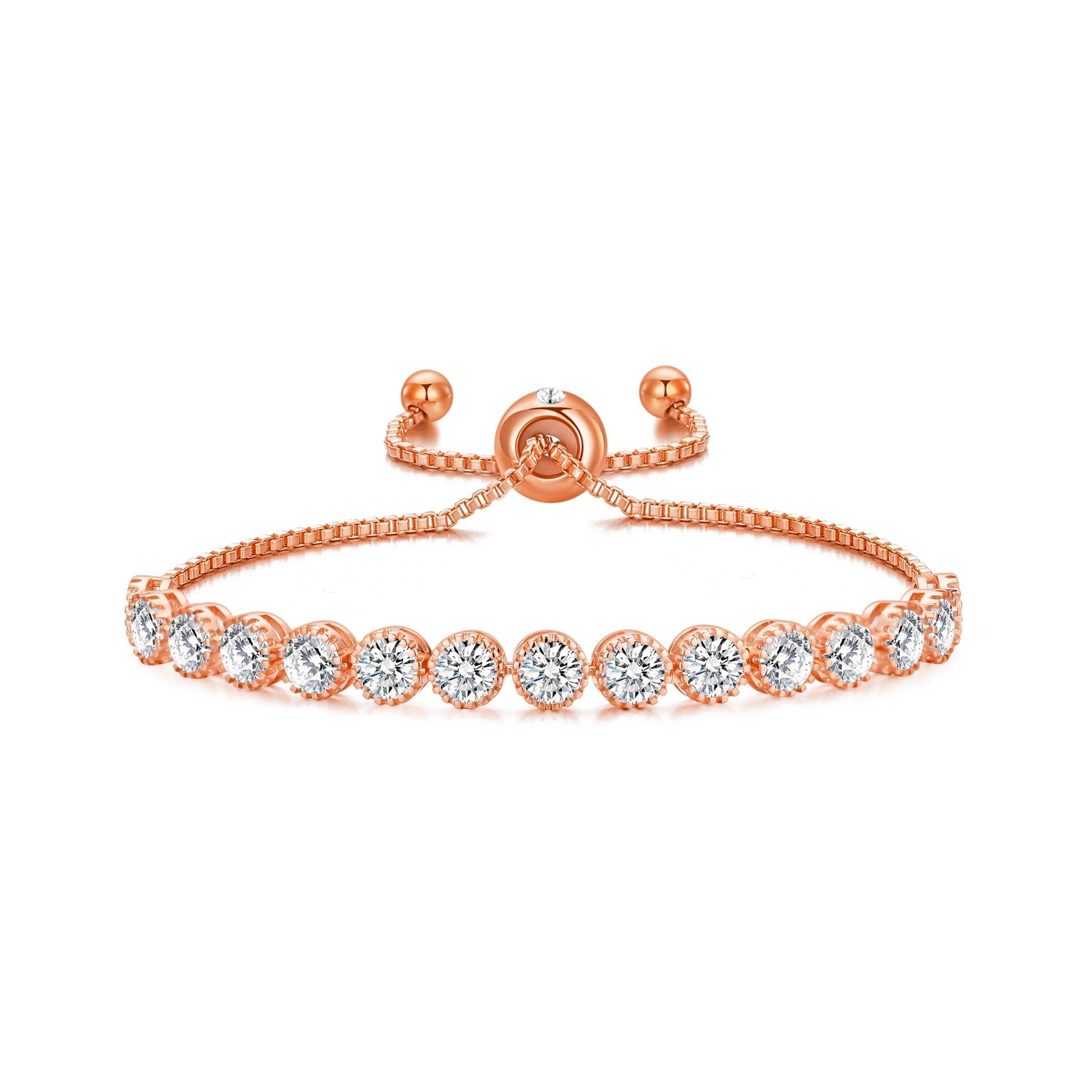 Rose Gold Plated Friendship Slider Bracelet with Zircondia® Crystals