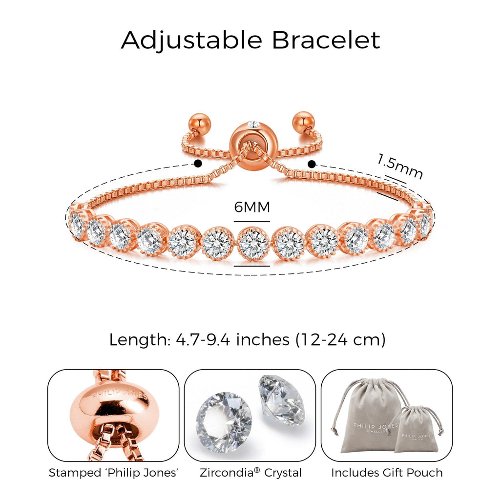 Rose Gold Plated Friendship Slider Bracelet with Zircondia® Crystals