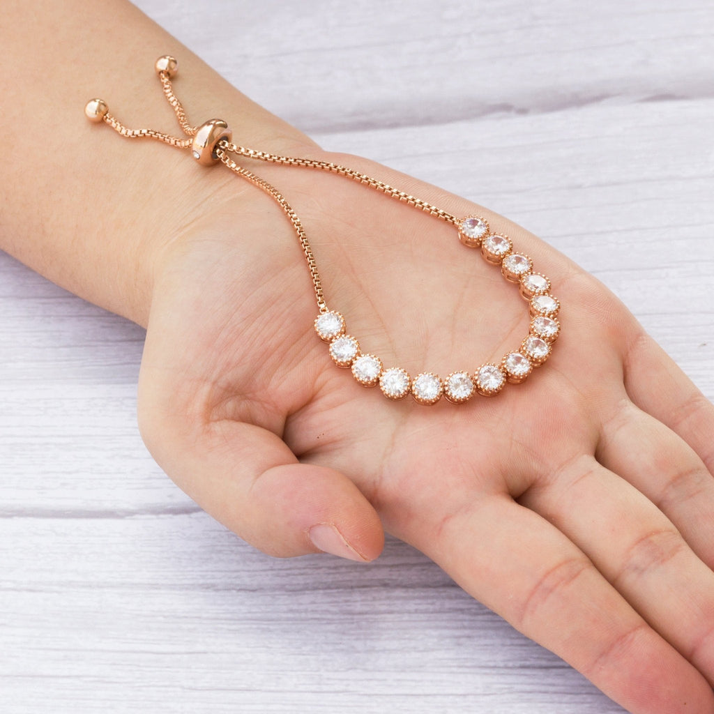 Rose Gold Plated Friendship Slider Bracelet with Zircondia® Crystals