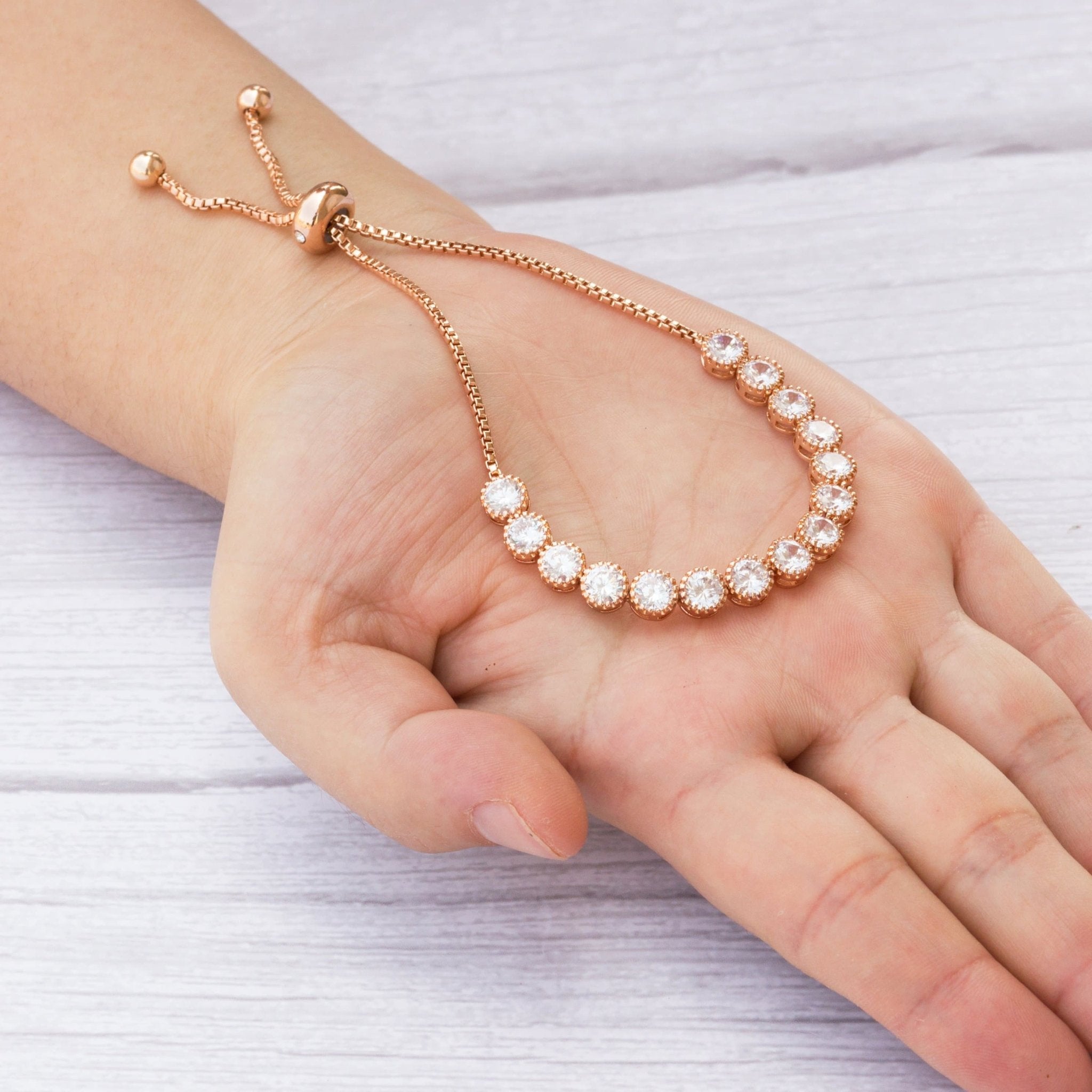Rose Gold Plated Friendship Slider Bracelet with Zircondia® Crystals