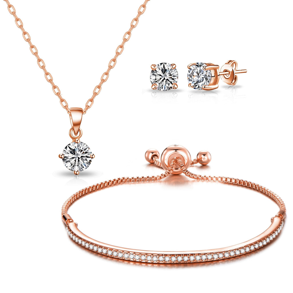 Rose Gold Plated Friendship Slider Set Created with Zircondia® Crystals