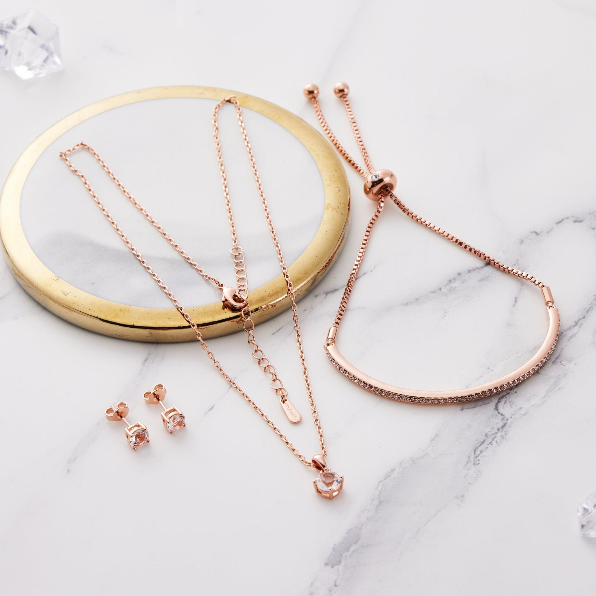 Rose Gold Plated Friendship Slider Set Created with Zircondia® Crystals