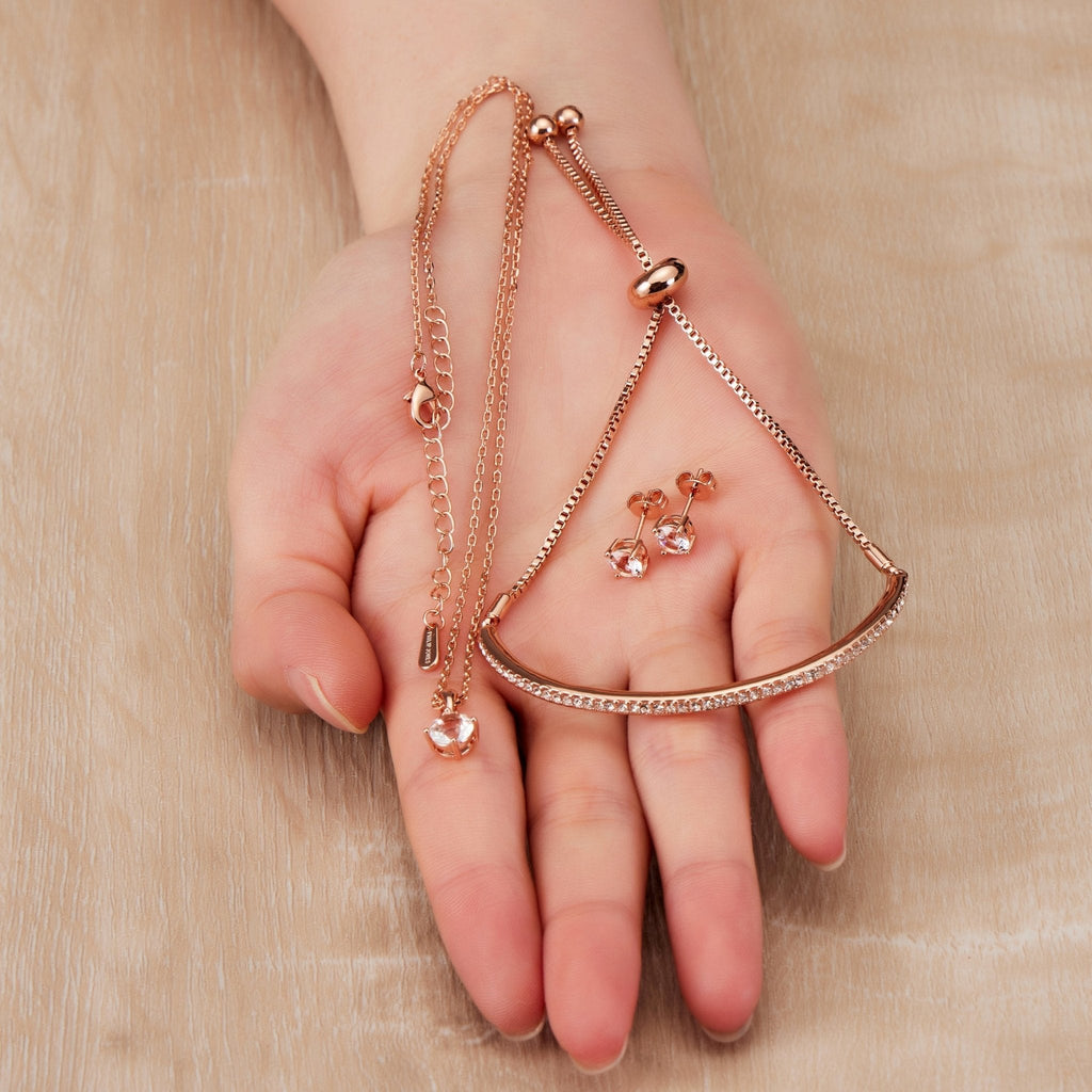 Rose Gold Plated Friendship Slider Set Created with Zircondia® Crystals
