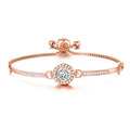 Rose Gold Plated Halo Friendship Slider Bracelet Created with Zircondia® Crystals