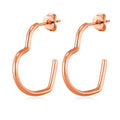Rose Gold Plated Heart Hoop Earrings with Butterfly Backs