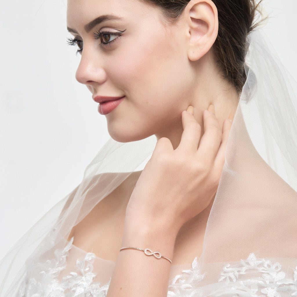 Rose Gold Plated I Couldn't Say I Do Without You Infinity Bridal Bracelet with Zircondia® Crystals
