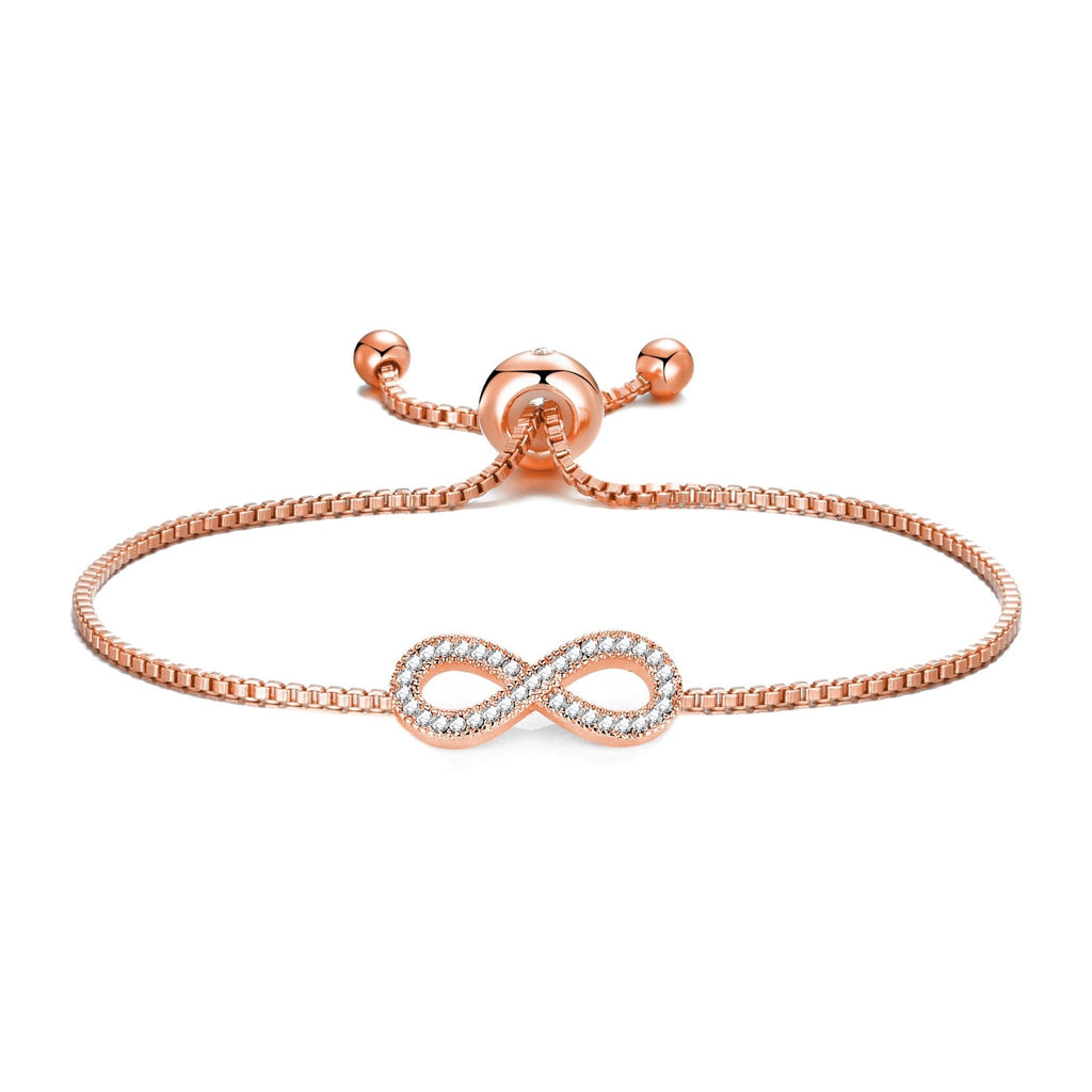 Rose Gold Plated Infinity Friendship Slider Bracelet Created with Zircondia® Crystals