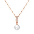 Rose Gold Plated Infinity Pearl Drop Necklace Created with Zircondia® Crystals