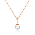 Rose Gold Plated Pearl Drop Necklace Created with Zircondia® Crystals