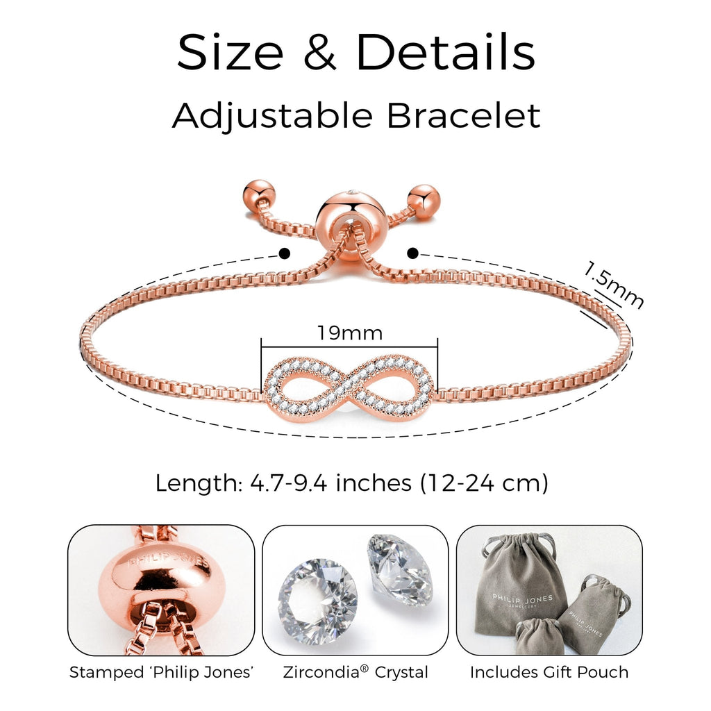 Rose Gold Plated Infinity Friendship Slider Set Created with Zircondia® Crystals
