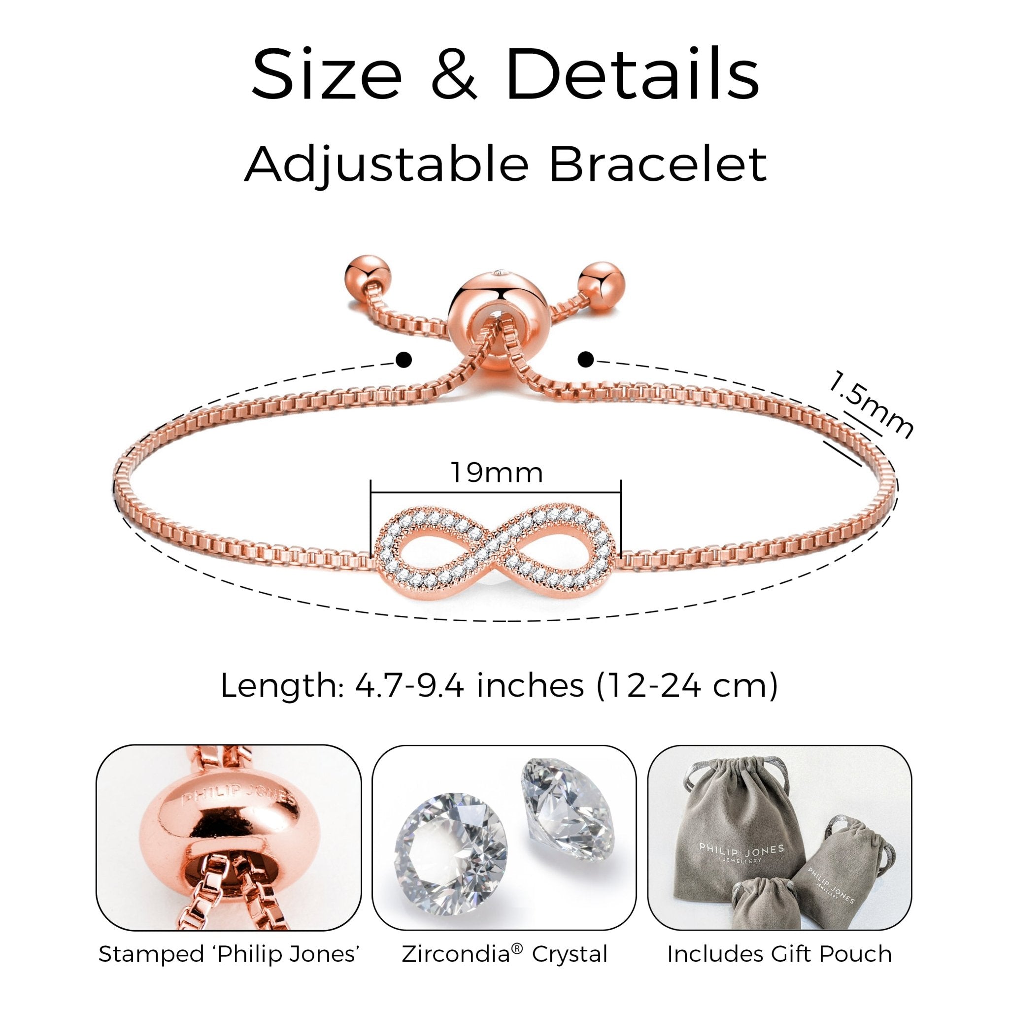 Rose Gold Plated Infinity Friendship Slider Set Created with Zircondia® Crystals