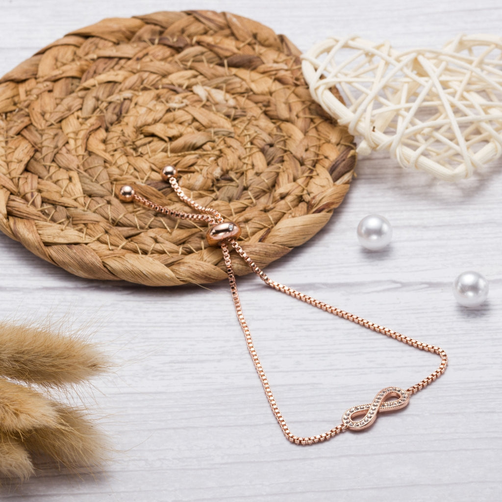 Rose Gold Plated Infinity Friendship Slider Set Created with Zircondia® Crystals