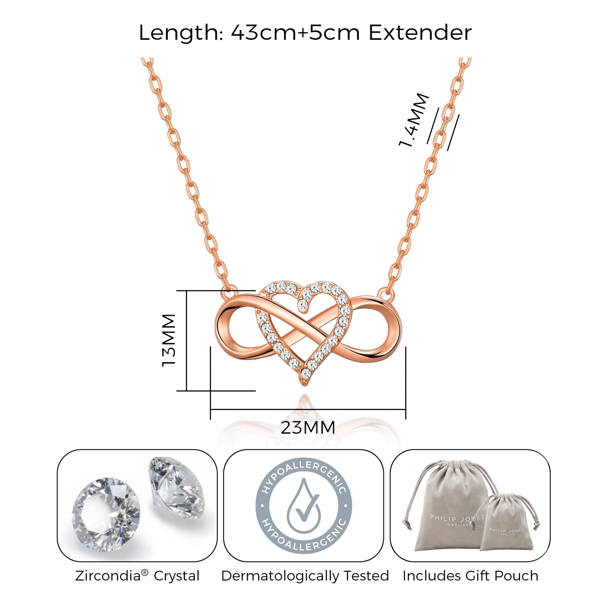Rose Gold Plated Infinity Heart Necklace Created with Zircondia® Crystals