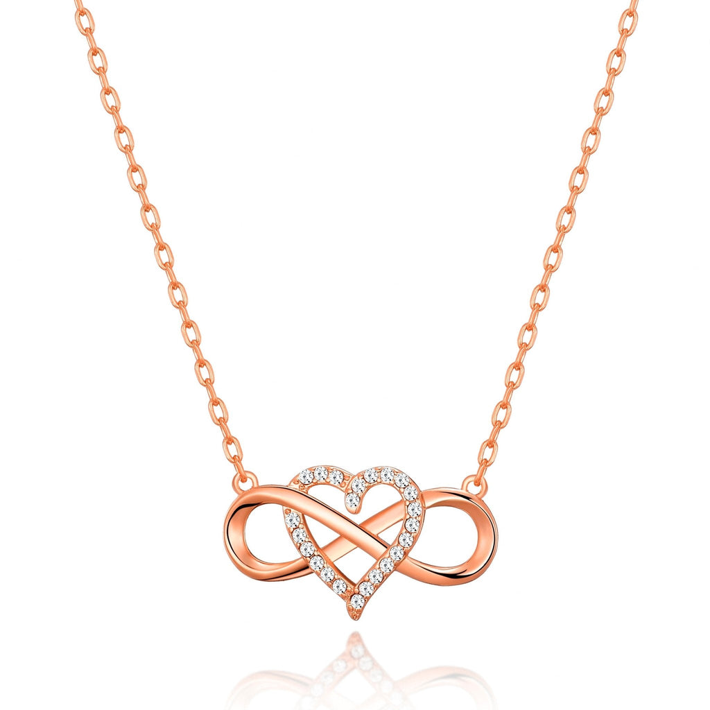 Rose Gold Plated Infinity Heart Necklace Created with Zircondia® Crystals