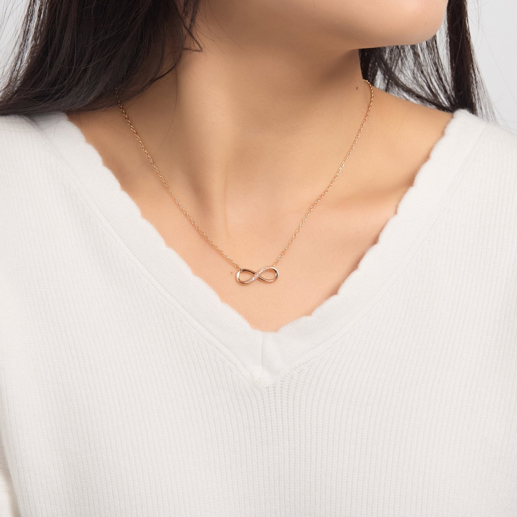 Rose Gold Plated Infinity Pendant Necklace Created with Zircondia® Crystals
