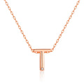 Rose Gold Plated Initial Necklace Letter T Created with Zircondia® Crystals