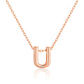 Rose Gold Plated Initial Necklace Letter U Created with Zircondia® Crystals
