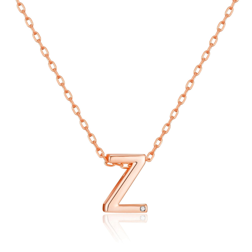Rose Gold Plated Initial Necklace Letter Z Created with Zircondia® Crystals