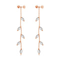Rose Gold Plated Leaf Dangle Earrings Created with Zircondia® Crystals