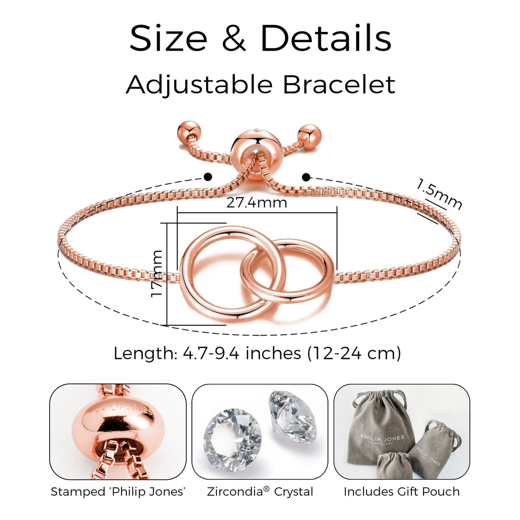 Rose Gold Plated Link Friendship Slider Bracelet Created with Zircondia® Crystals