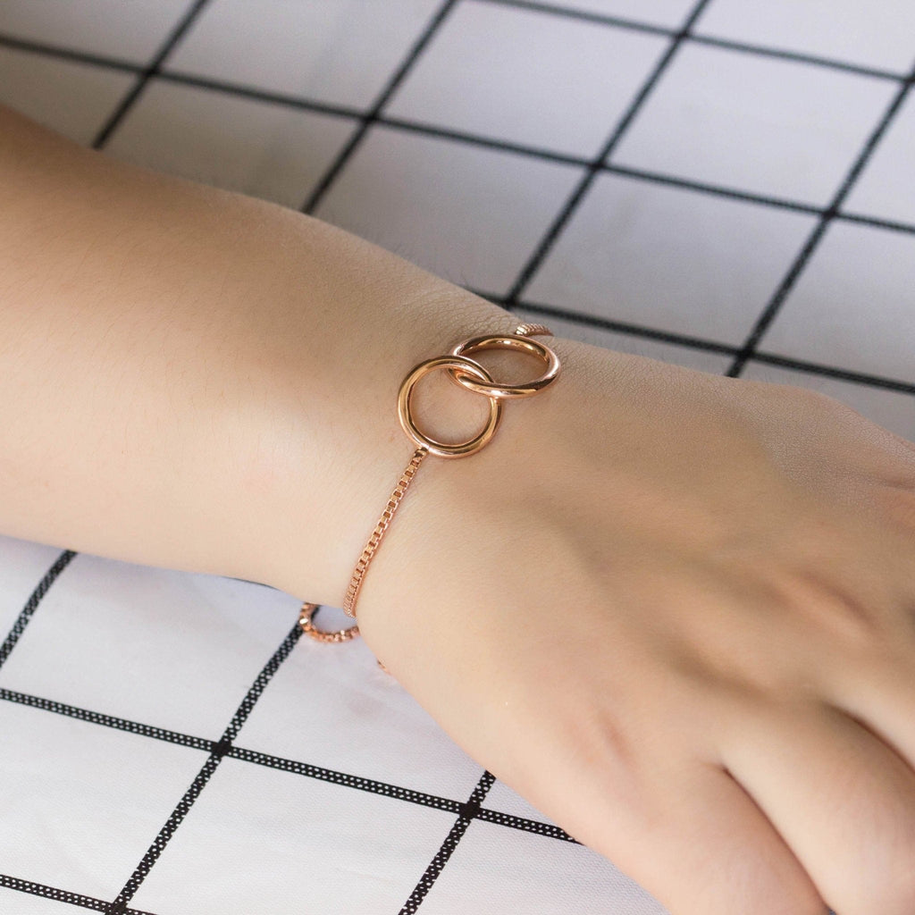 Rose Gold Plated Link Friendship Slider Bracelet Created with Zircondia® Crystals