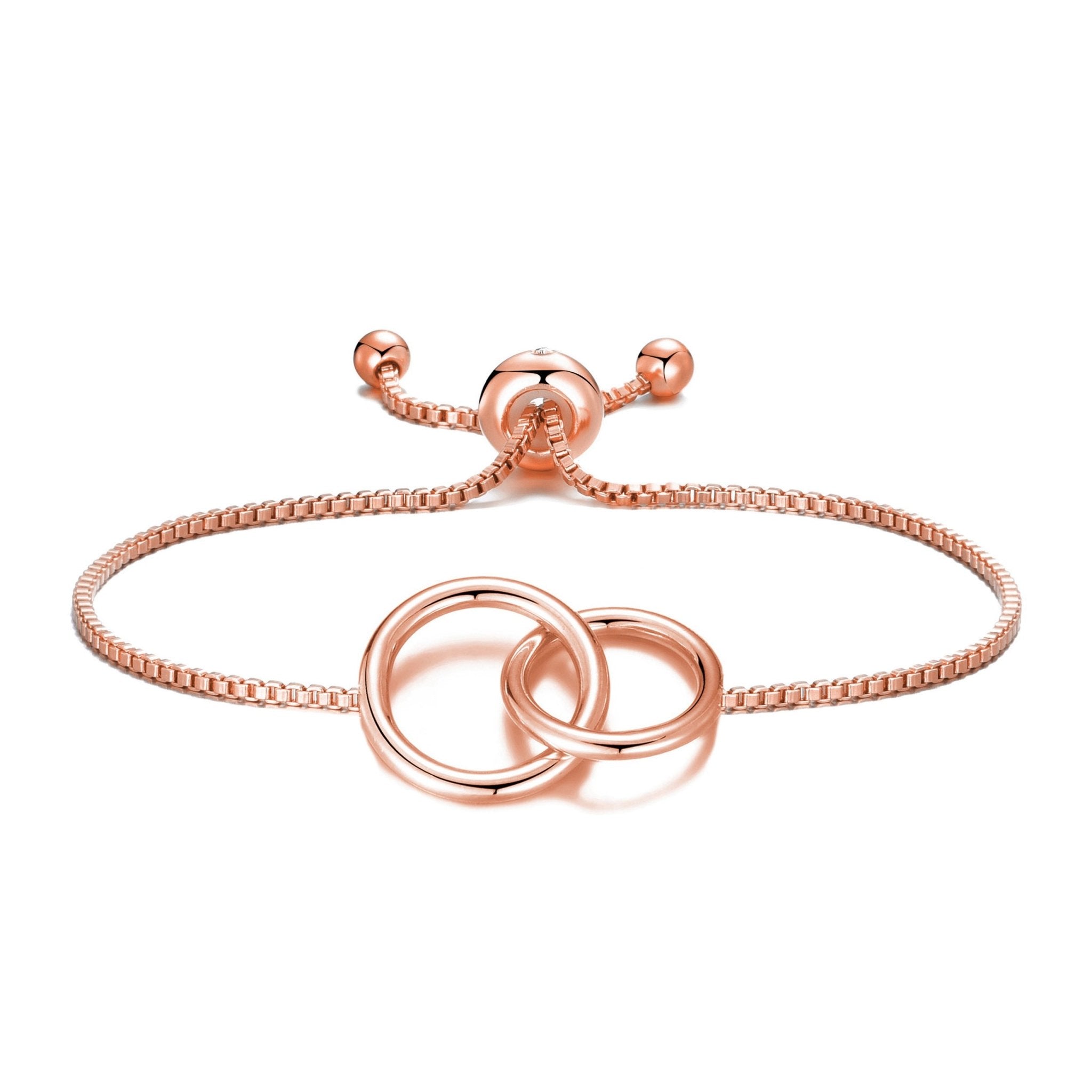 Rose Gold Plated Link Friendship Slider Bracelet Created with Zircondia® Crystals