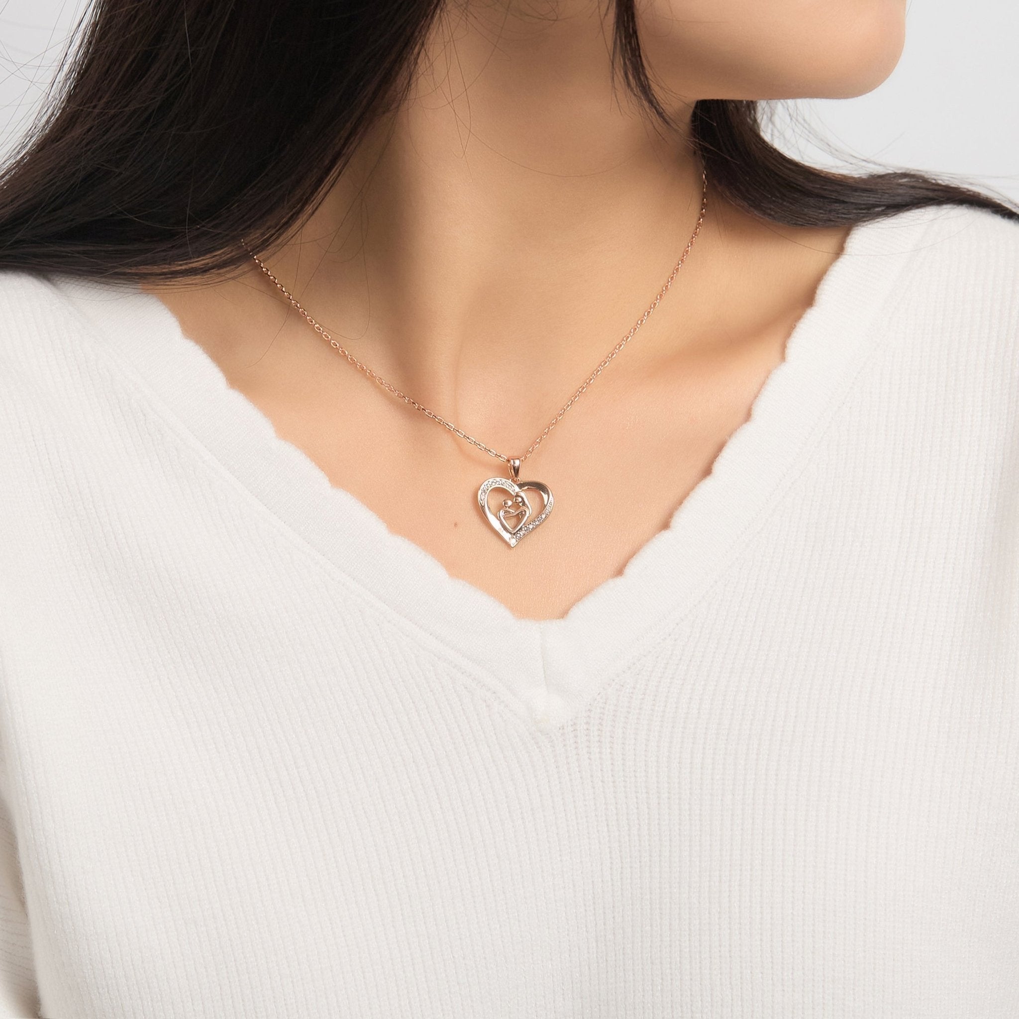 Rose Gold Plated Mother And Child Necklace Created with Zircondia® Crystals